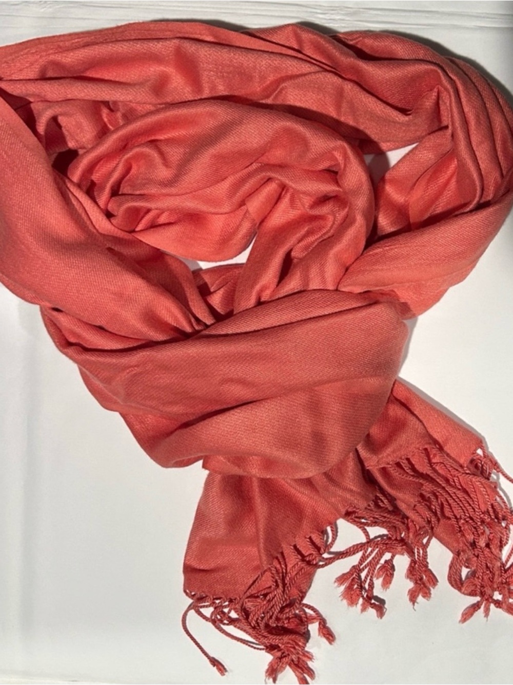 Charming Charlie Coral Lightweight Scarf Fringe Viscose Wrap